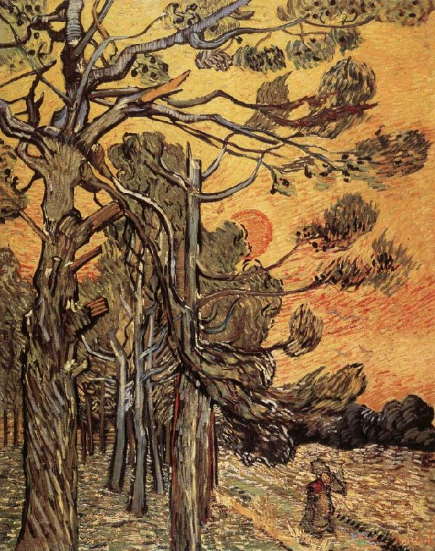 Vincent Van Gogh Pine trees against an evening Sky china oil painting image